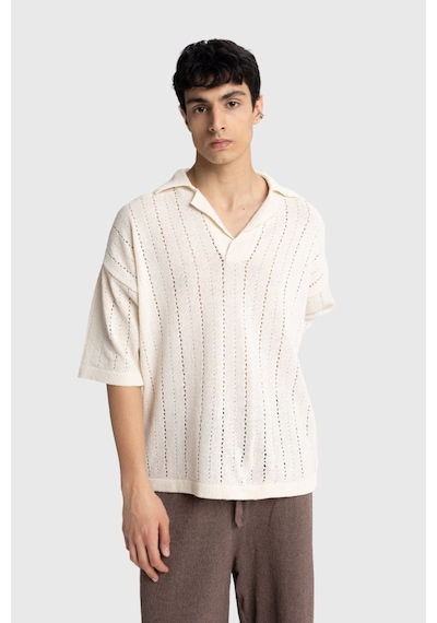Yake Store Örme Trıko T-shırt - Yeşil Beyaz
