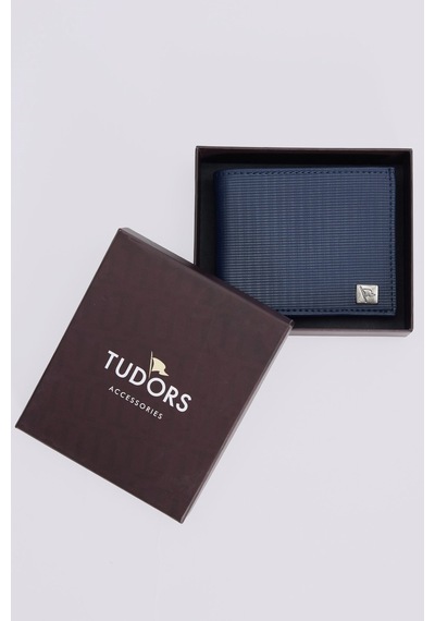 Tudors Lacivert Dokulu Kart Para Bölmeli Erkek Cüzdan-52853