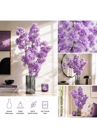 Yapay Çiçek Bahar Dalı 90 Cm Lila