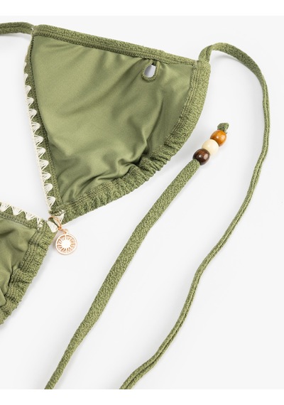 Koton Astarlı Kroşe Detaylı Boncuklu Üçgen Bikini Üstü Haki 5sak10081mm Haki