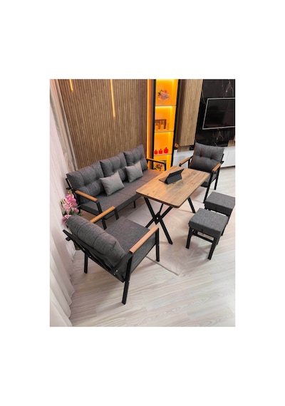 Dora 3 -1 - 1 + Masa + 2 Adet Puf , Balkon, Bahçe, Teras, Cafe - Salon - Metal Kanepe Koltuk Takımı , Çay Seti Dora 3 -1 - 1 + Masa + 2 Adet Puf , Balkon, Bahçe, Teras, Cafe - Salon - Metal Kanepe Koltuk Takımı , Çay Seti