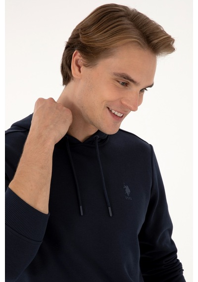 U.S. Polo Assn. Erkek Regular Fit Kapüşonlu Lacivert Basic Sweatshirt 50313720-VR033