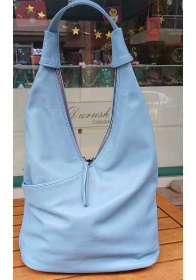 Durush Collection Tasarım Gerçek Deri El İşlemesi Çiçekli Mavi Omuz Çantası Mavi̇