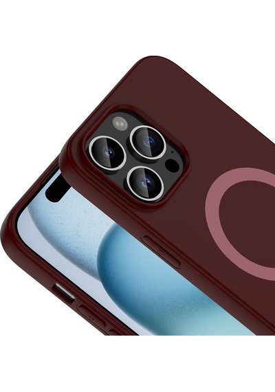 Apple iPhone Uyumlu 14 Pro Max Kılıf M-safe Şarj Özellikli Zore Aris Silikon Kapak - Mürdüm