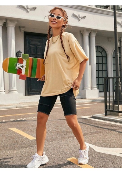 Flood Of Style Kadın Oversize T-shirt Vizon Bej