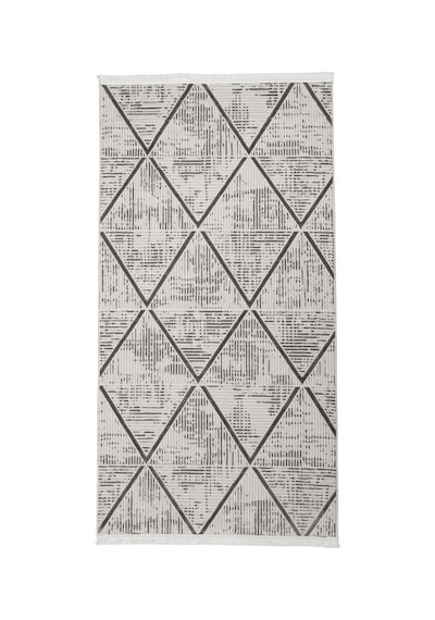 Saten Halı Modern Kaymaz Tabanlı Yıkanabilir Salon Oturma Odası Halısı Mozaik Desen Gri
