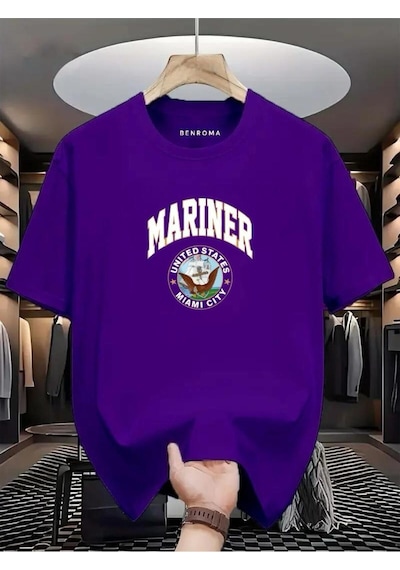 Marıner Unıted States Mıamı Cıty Baskılı Oversize Tişört Mor