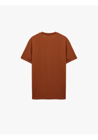 Koton Bisiklet Yaka Viskon Karışımlı Kısa Kollu Basic Slim Fit Tişört Kiremit 6sam10285mk