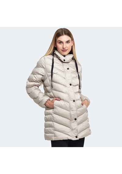 Slazenger GWEN Kadın Kapüşonlu Şişme Beyaz Mont & Kaban