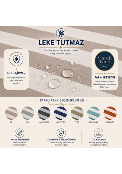 Lexroo Leke Tutmaz Masa Örtüsü, Su İtici Ve Silinebilir, İç Ve Dış Mekan, Yıkanabilir, Kırışmaz Çok Renkli
