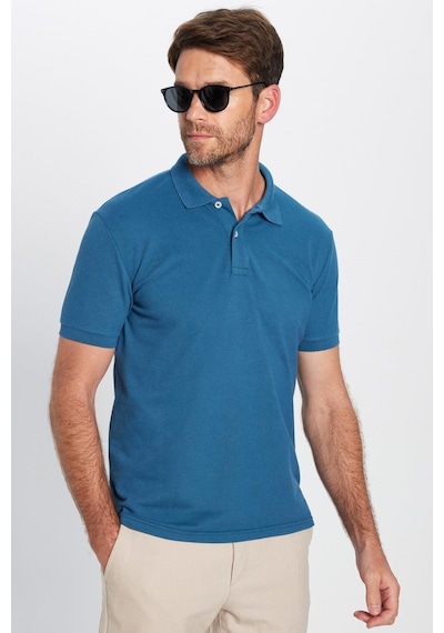 Tudors Erkek 5'li Paket Lacivert-petrol-k.petrol-mavi-k.mavi Slim Fit Pamuklu Düz Pike Polo Yaka Tişört-33007 Multi Çok Renkli