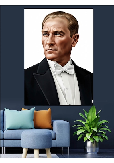 Smokinli Atatürk Portre Fotoğrafı Dekoratif Kanvas - Mdf Ahşap Tablo