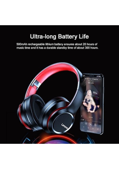 Mufunye Lenovo Hd200 Kablosuz Kulaklık - Bluetooth 5.0, Katlanabilir, Mikrofonlu, 20 Saat Müzik Keyfi