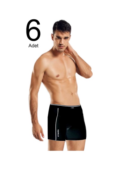 6'lı Paket Modal Erkek Boxer Yeni Sezon Siyah