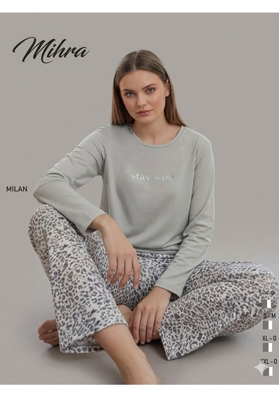 Miressa Kadın Uzun Pijama Takımı AÇIK GRİ