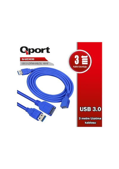 QPORT Q-UZ3030 3 M USB 3.0 Uzatma Kablosu
