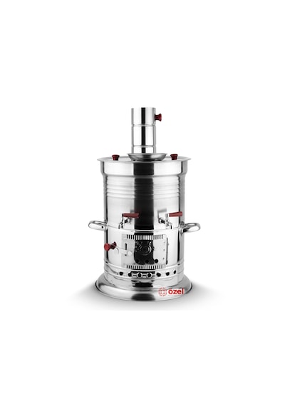 Çift Musluklu Odunlu Kömürlü Çay Semaveri Odunlu Kömürlü Paslanmaz Semaver 5 Litre