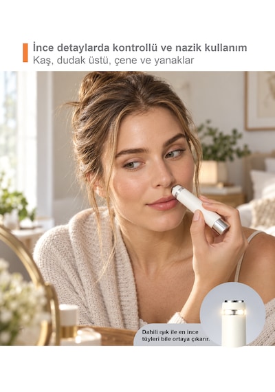 Touchbeauty Tb2456 Çift Başlıklı, Mini Yüz Tüy Alma Makinesi Pilli, Temizleme Fırçası, Seyahat Boy, Kablosuz Kullanım