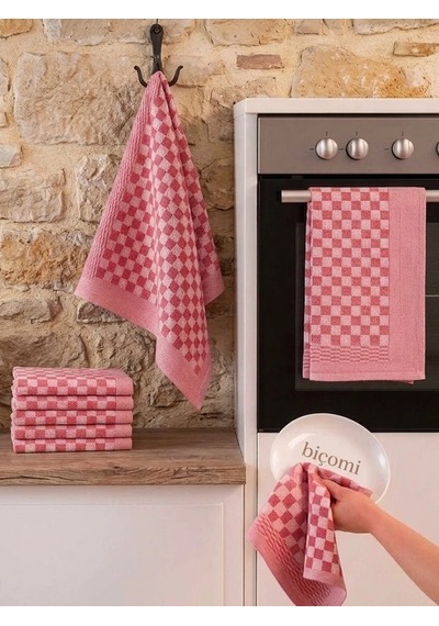 İz Bırakmayan Ekstra Emici 10 Lu Pamuklu Mutfak Kurulama Bezi Seti 50x70 Cm Kırmızı
