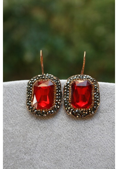 Stoneage Jewellery Kristal Taşlı El Yapımı Küpe Bronz