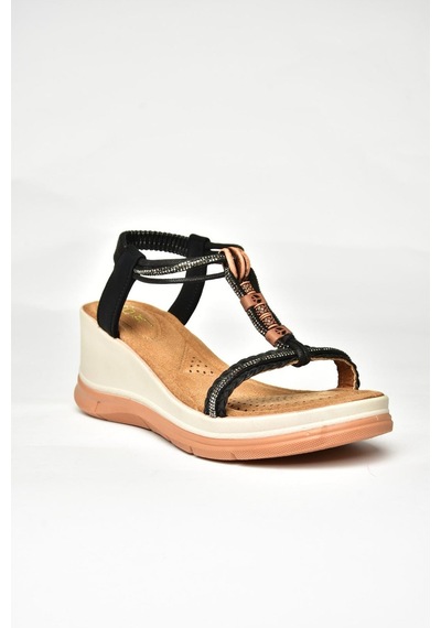 Fox Shoes U258925909 Siyah Dolgu Tabanlı Kadın Sandalet Siyah