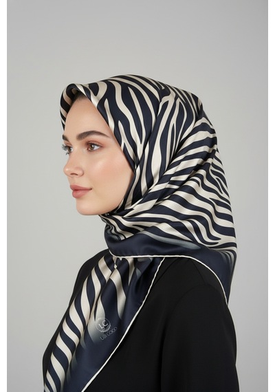 Lady Coco Zebra Desenli Dijital Baskı Rayon Eşarp Koyu Yeşil