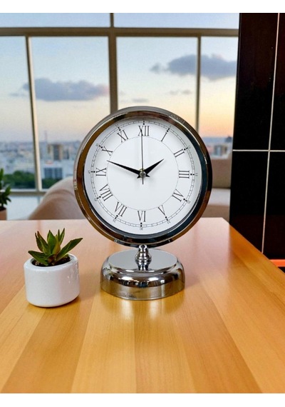 Sılver Classic Aura 25 X 20 Cm Metal Krom Masa Saati Renkli