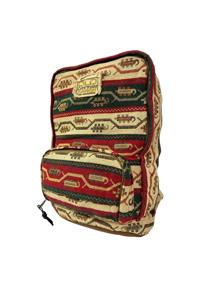 Old Cotton Cargo Kaliteli Vintage Kilim Desenli Disayn Sırt Gezi Çantası New Komor 5025 Kırmızı