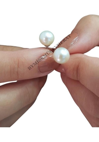 Gümüş Kadın Inci Küpe 8 Mm