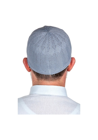 Safir Ince Örme Dantel Namaz Takkesi Gri 1 Adet