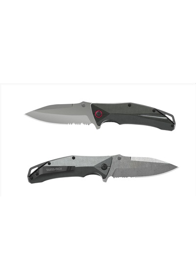 Swisstech Aliminum Serrated Folding Knife Açık Gri