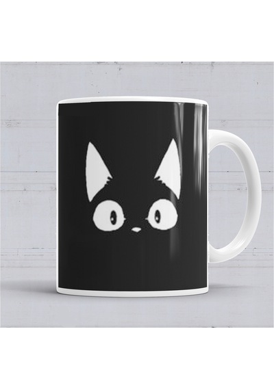 Cats Beyaz Kedi Siyah Zemin Kupa Bardak Porselen Karışık