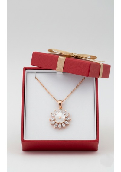 Çekirdekjewelry 925 Ayar Gümüş Manolya Çiçekli Kolye Pembe