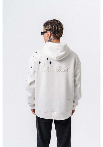 Respire Erkek No Perch Nakışlı Kapüşonlu Oversize Hoodie Ekru