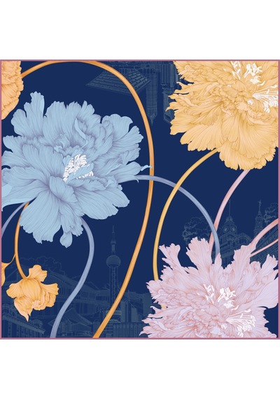 Deserto Fashion İpek Twill Eşarp 2026 Avantgarde Serisi Çift Taraflı İpek 90x90-2935 Çok Renkli