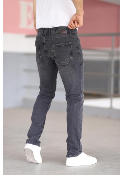 Bürke Premium Erkek Antrasit Renk Regular Fit Rahat Kesim Esnek Likralı Denim Jeans Kot Pantolon