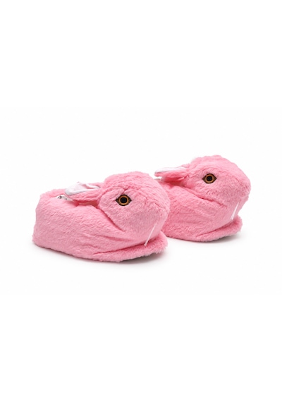 Modafocus Kadın Sevimli Tavşan Figürlü Sessiz Kaydırmaz Taban Peluş Ev Pandufu Terliği Pembe