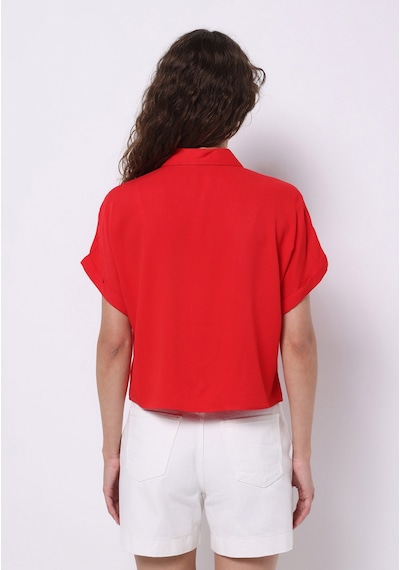 Colin's Colins Regular Fit Shirt Neck Düz Kadın Kirmizi Kısa Kol Gömlek Cl1074645 Q1.v1 Red Kırmızı