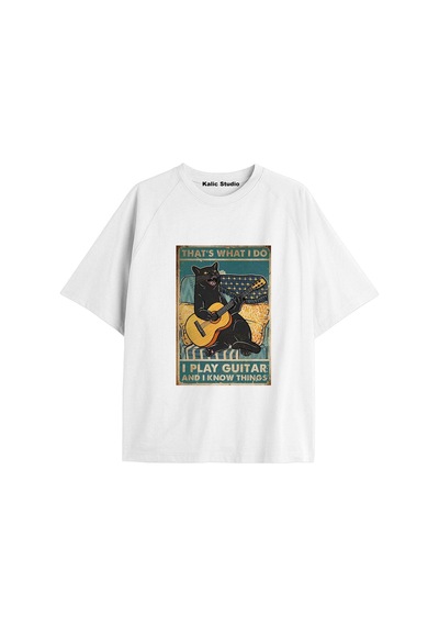 Kalic Studio Y2k Vintage Cats Baskılı Beyaz T-shirt Kod 4 Beyaz-4