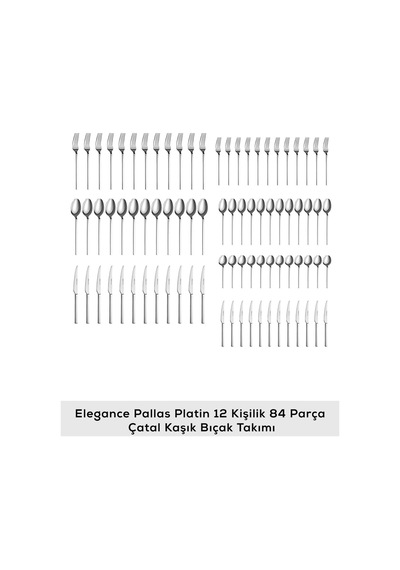 Karaca  Elegance Pallas Platin 12 Kişilik 84 Parça Çatal Kaşık Bıçak Takımı