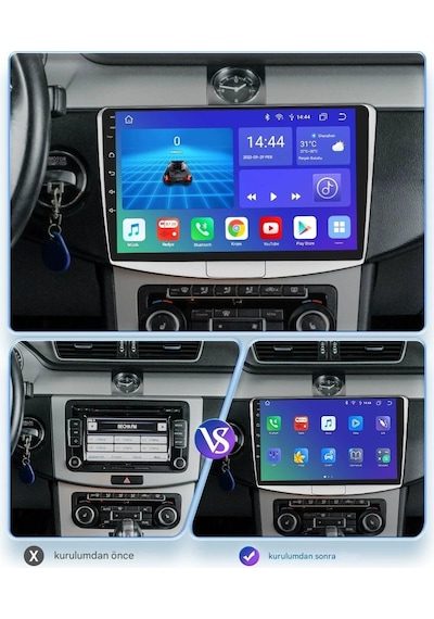 Otolas Volkswagen Passat 2005-2014 Yıl Uyumlu 10 Inç 2 Gb Ram 32 Gb Hafıza Multimedya Carplay Navigasyon Kamera 10"