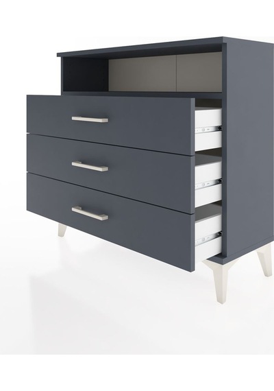 Arges Şifonyer Tek Raflı 3 Çekmeceli 88x30x80 Antrasit-antrasit Antrasit