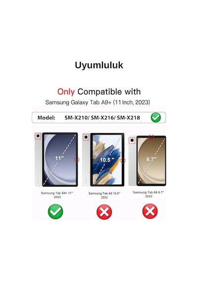 Galaxy Tab A11 8.7 İnç İle Uyumlu Kalem Bölmeli Akıllı Trifolding Tablet Kılıfı Kapaklı Kılıf