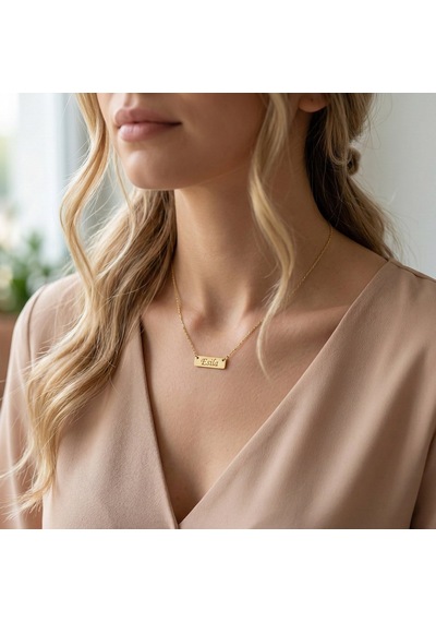 925 Ayar Gümüş İsim Yazılı Minimal Plaka Kolye Gold