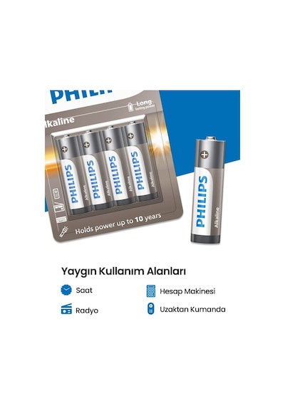Philips Alkalin Aa Kalem Pil Lr6a4b/10 12'li Paket