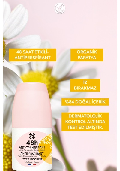 Yves Rocher Ter Önleyici 48 Saat Etkili Kadın Antiperspirant Roll-on- Organik Papatya-57834 50 Ml