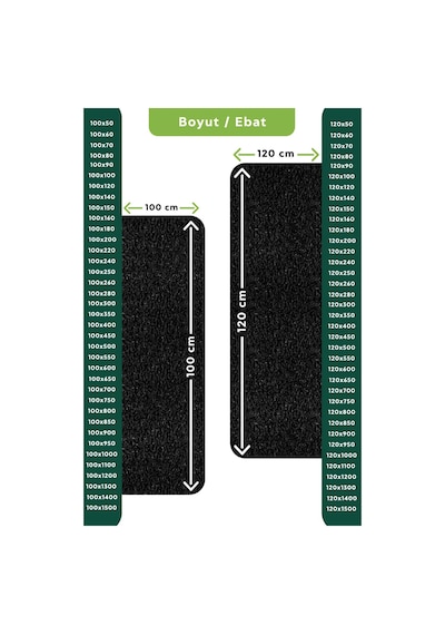 Hortumtech Kıvırcık Paspas Kir Tutucu Pvc Kapı Önü İç Dış Mekan Eko 12 Mm - Siyah 100 X 500 Cm
