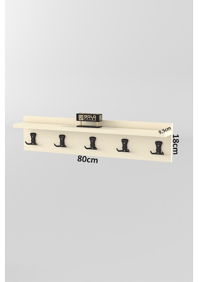 Askılık Duvar Elbise Askılığı Portmanto 80 Cm Krem Düz Ekru