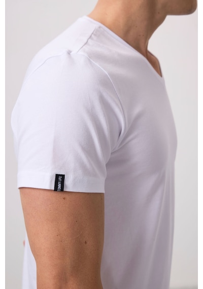 Tommy Life Beyaz Basic Kısa Kol Standart Kalıp V Yaka Erkek T-shirt - 87912 001
