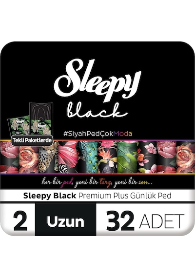 Sleepy Black Premium Plus Günlük Ped Uzun 32 Adet